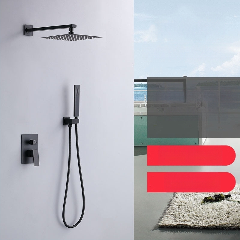 Slėptas sienos dušo komplektas, vario konstrukcija, kvadratinis lietaus dušas, temperatūros reguliavimas, modelis zs-anz