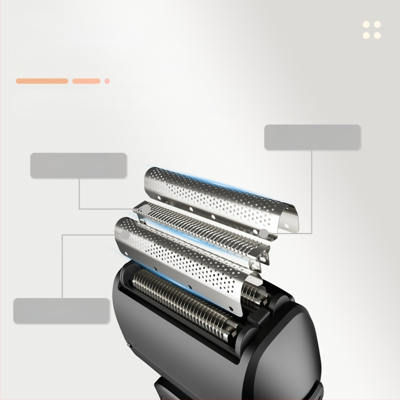 Električni brijač s recipročnom glavom od 3 oštrice, ugrađena baterija 500-800 mAh, trajanje baterije do 120 minuta, digitalni LED zaslon, cijelo kućište se može oprati