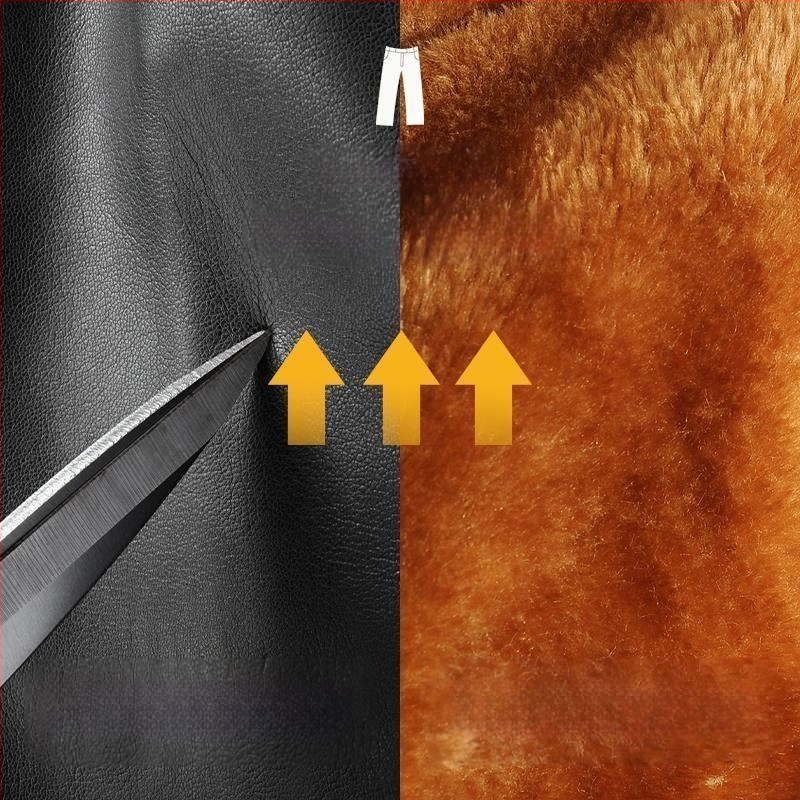 Vīriešu PU ādas bikses ar flisa oderi, taisns piegriezums, augsta josta, ziemas, retro stils