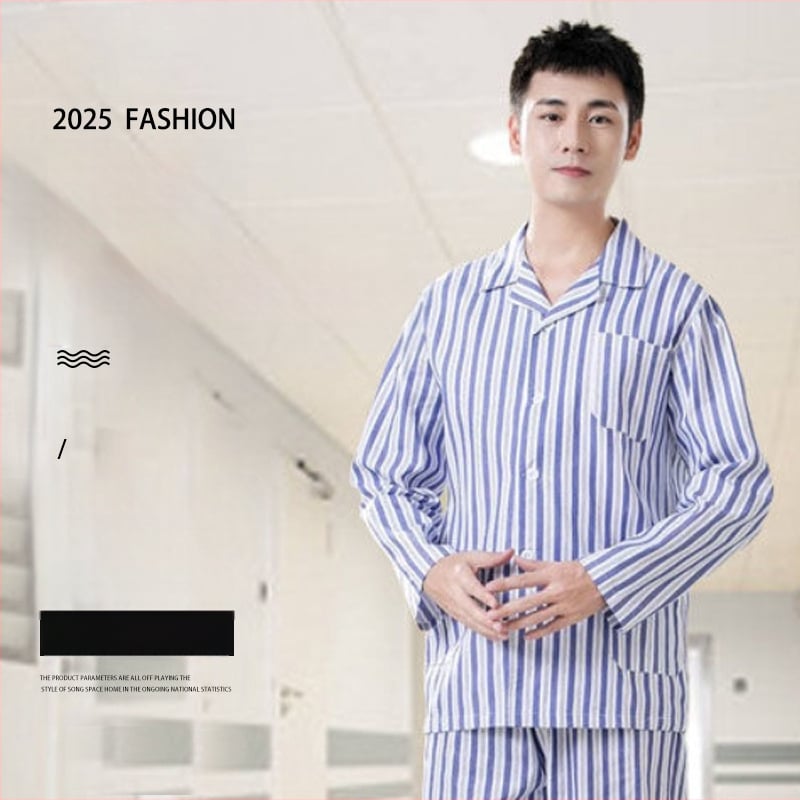 Ligoninės pacientų chalatas, medvilnė, unisex, ilgos rankovės, kostiumo tipo apykaklė, drėgmę išgarinanti medžiaga