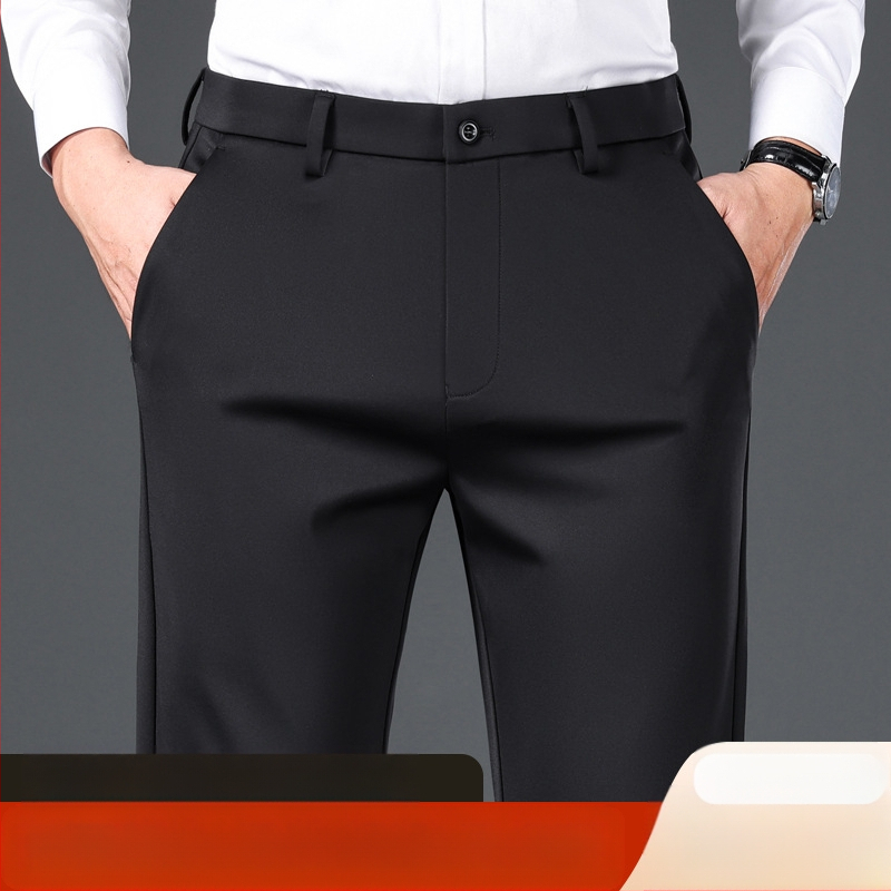 Мъжки панталони за бизнес-кежуал с права кройка, дебел плат, антибактериални, висока еластичност, не изисква гладене