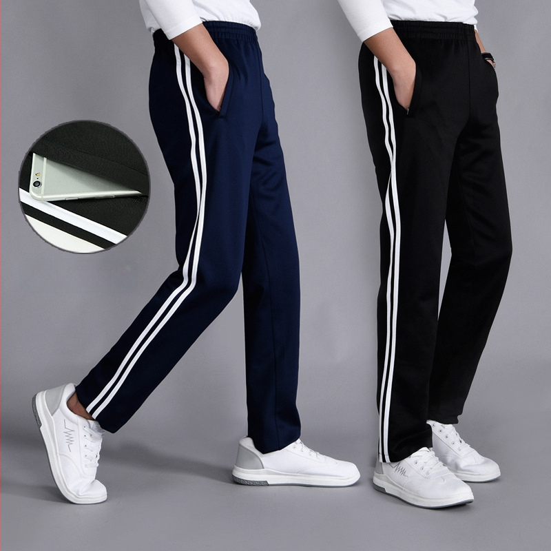 Χειμερινά παντελόνια σχολικής στολής με βελούδινο επένδυση, με δύο ρίγες, μεσαία μέση, 100% πολυεστέρας – αθλητικά παντελόνια για σχολείο