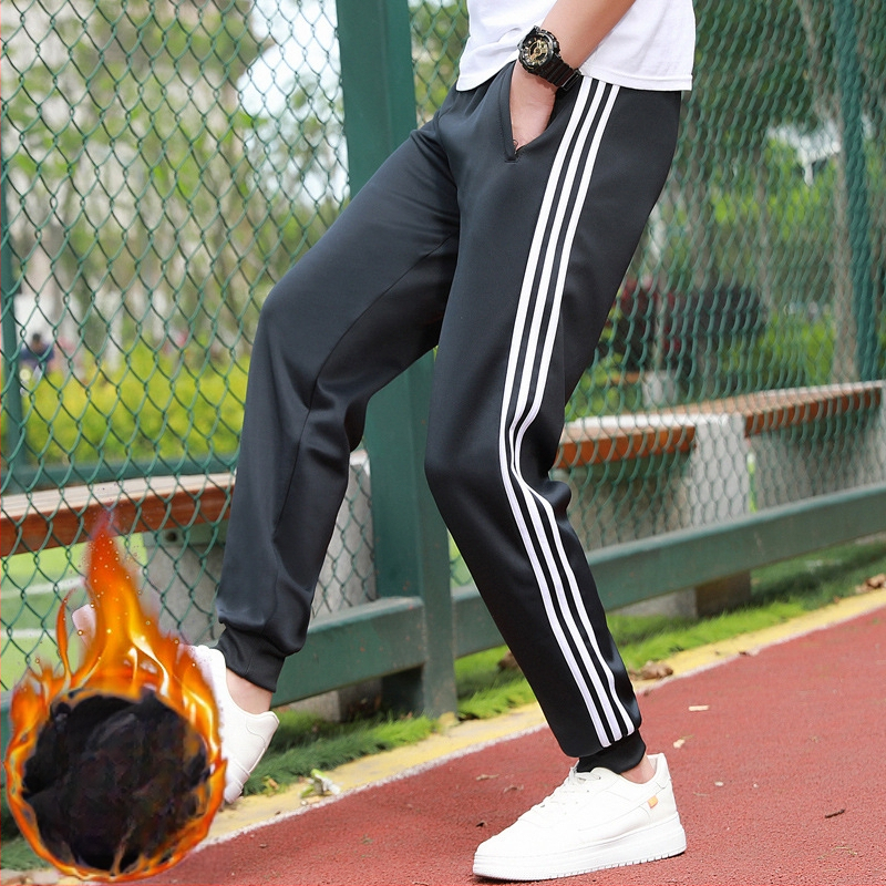 Χειμερινά παντελόνια σχολικής στολής με βελούδινο επένδυση, με δύο ρίγες, μεσαία μέση, 100% πολυεστέρας – αθλητικά παντελόνια για σχολείο