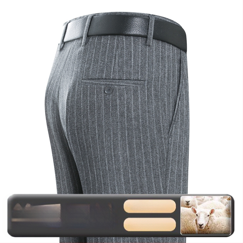 Muške hlače s ravnim krojem od vune, poslovni formalni stil, 85% vuna, bez glačanja, zimske