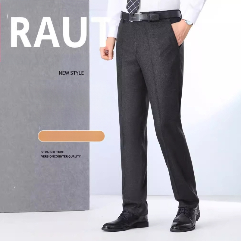 Muške hlače s ravnim krojem od vune, poslovni formalni stil, 85% vuna, bez glačanja, zimske