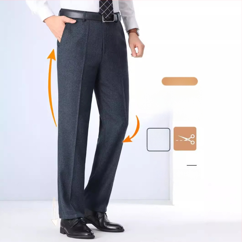 Muške hlače s ravnim krojem od vune, poslovni formalni stil, 85% vuna, bez glačanja, zimske