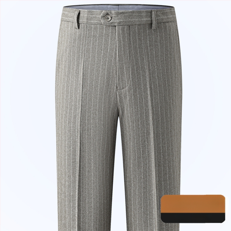 Muške hlače s ravnim krojem od vune, poslovni formalni stil, 85% vuna, bez glačanja, zimske
