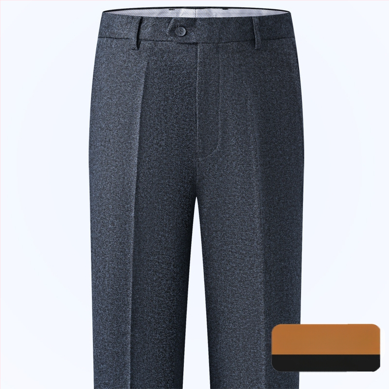 Muške hlače s ravnim krojem od vune, poslovni formalni stil, 85% vuna, bez glačanja, zimske