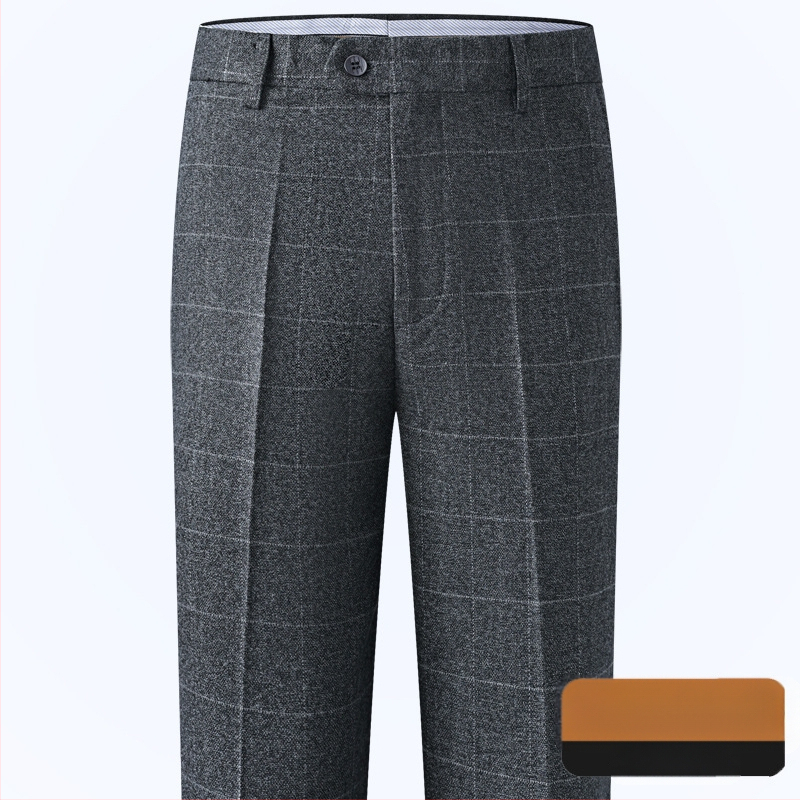 Muške hlače s ravnim krojem od vune, poslovni formalni stil, 85% vuna, bez glačanja, zimske