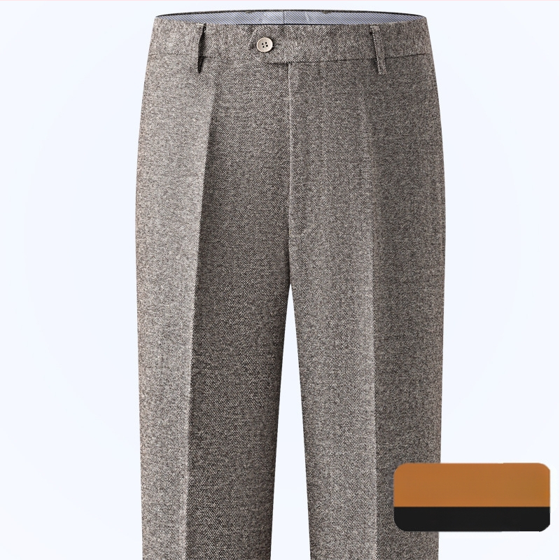 Muške hlače s ravnim krojem od vune, poslovni formalni stil, 85% vuna, bez glačanja, zimske