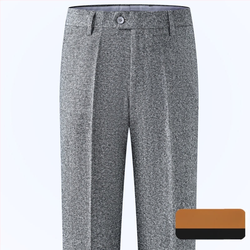 Muške hlače s ravnim krojem od vune, poslovni formalni stil, 85% vuna, bez glačanja, zimske