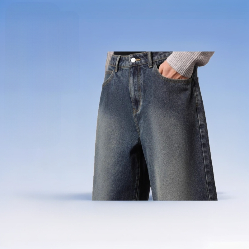 Vīriešu brīvi pieguļošas džinsa bikses, cropped garums, Harajuku stils, pavasara 2025 sākums