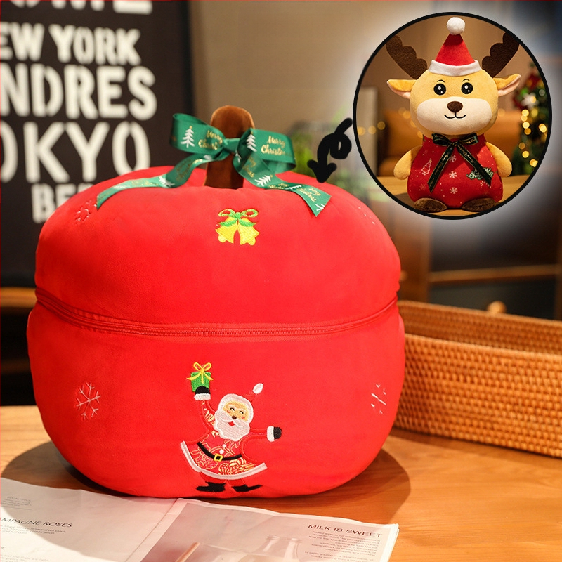 Плюшена животинска кукла със Санта и елени дизайн, пълнеж PP памук, за възраст 14+