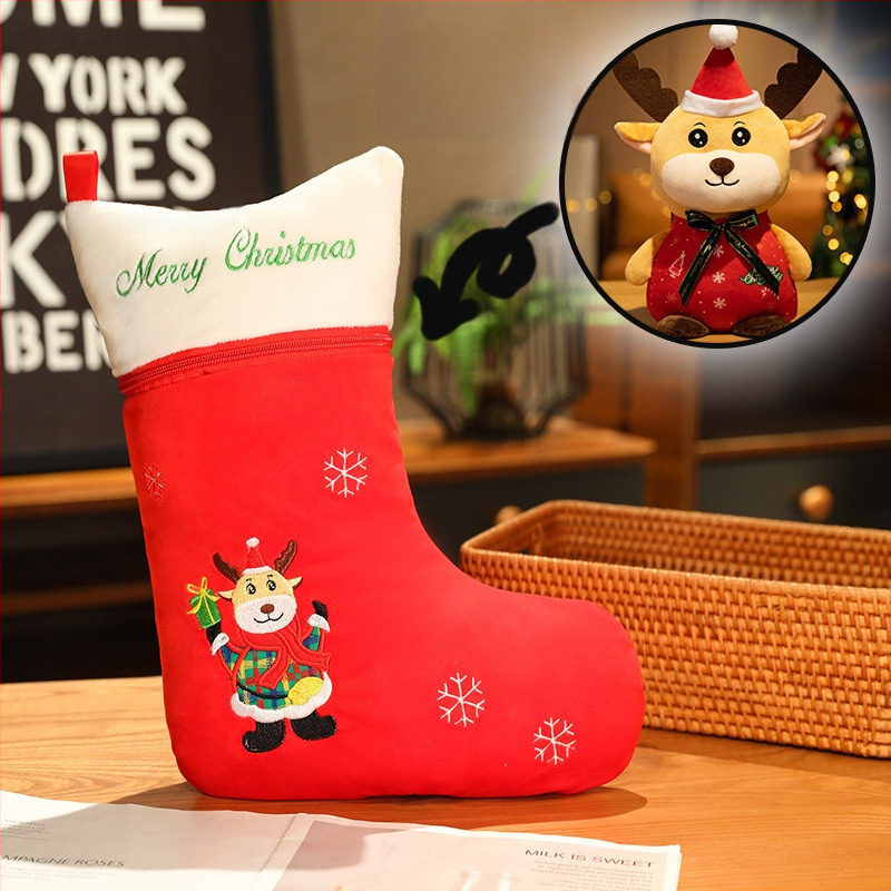 Плюшена животинска кукла със Санта и елени дизайн, пълнеж PP памук, за възраст 14+