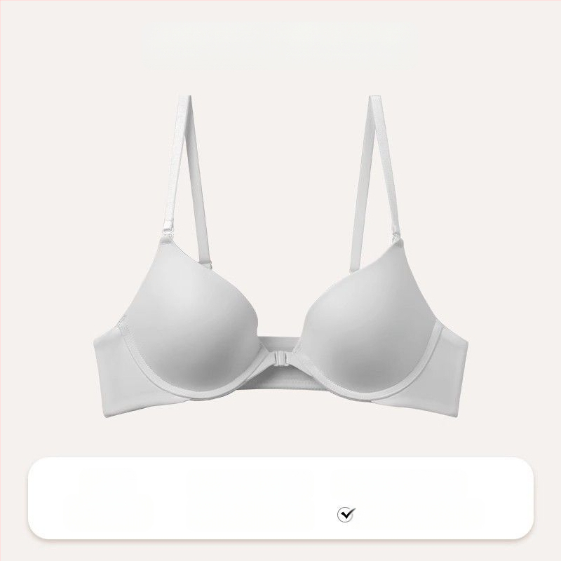 Push-Up σουτιέν με μπροστινό κούμπωμα και μεταλλικό δαχτυλίδι, 3/4 λεπτές φόρμες, αποσπώμενες διπλές τιράντες, αόρατο πίσω, νάιλον