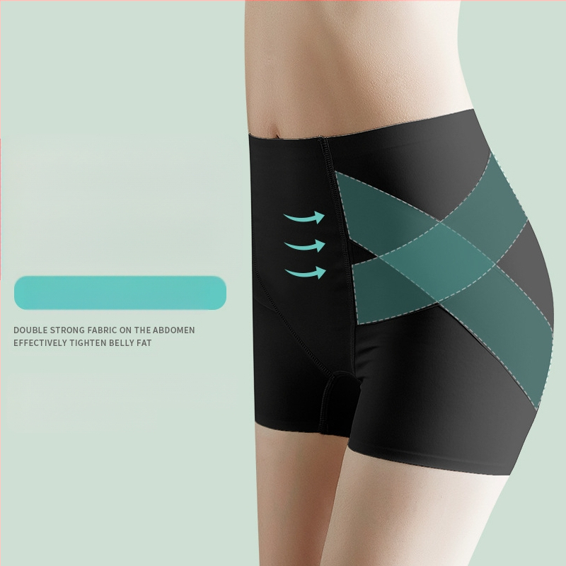 Moterų saugios kelnės su aukštu juosmeniu, megztas nailono audinys, dryžuotas raštas, kirkšnies įdaila 100% medvilnė