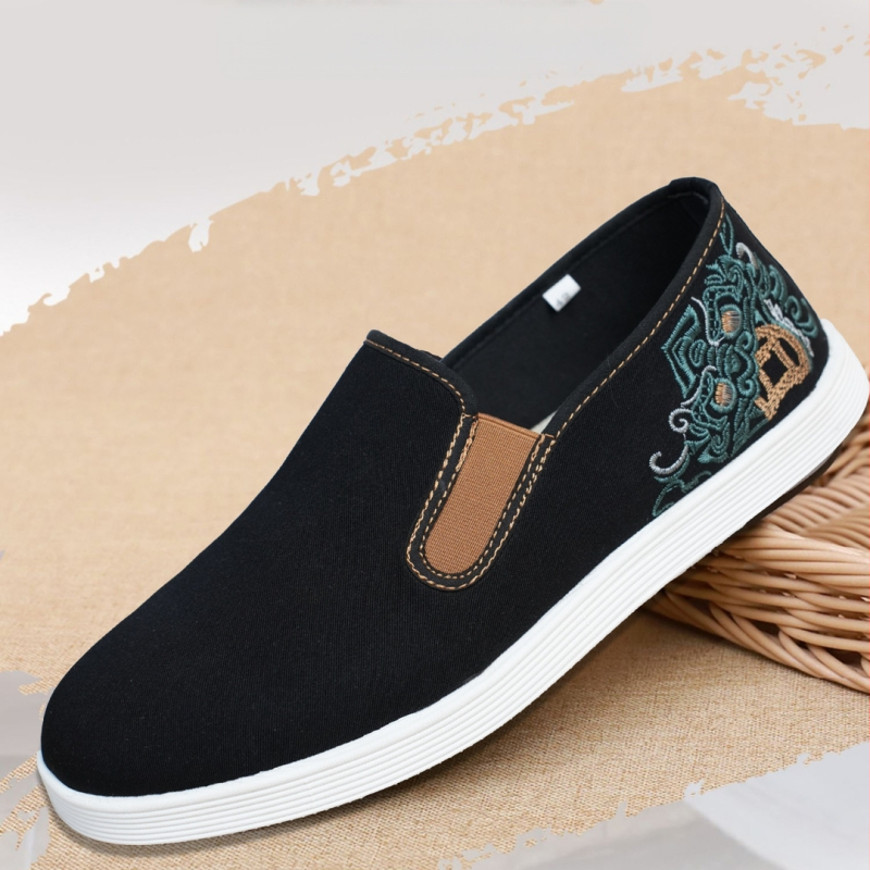 Siuvinėti audiniai batai Old Beijing, kvėpuojantys, atsparūs slydimui, vulkanizuota padas, medvilnės viršus