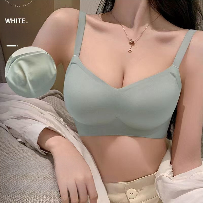 Be vielos liemenėlė su formuojančiais taurėmis, viršus plonas, apačia storesnė; pagrindinis audinys nailonas, pamušalas spandeks; fiksuoti dvigubi petnešos; nugaros užsegimas su trim sagtimis