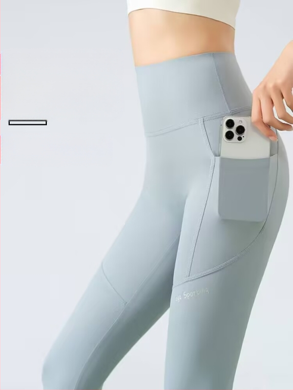 Najlon-spandeks tajice za jogu, visoka elastičnost, uski kroj, duljina 9 točaka, tekstni uzorak, proljeće 2025