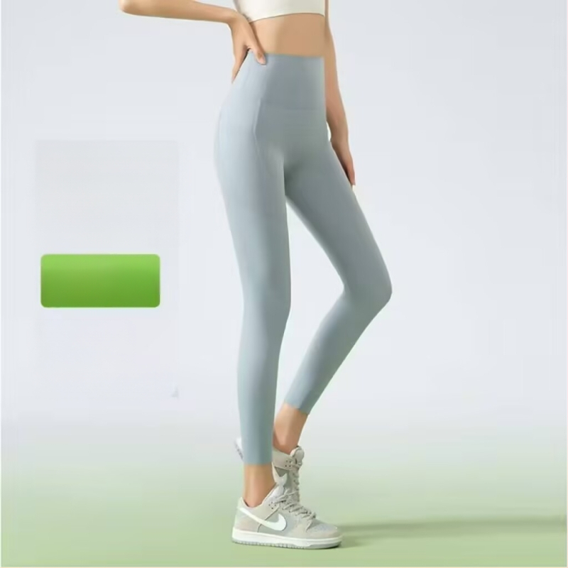 Najlon-spandeks tajice za jogu, visoka elastičnost, uski kroj, duljina 9 točaka, tekstni uzorak, proljeće 2025