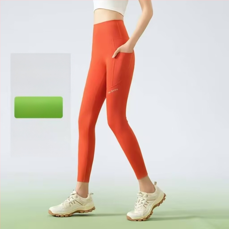 Najlon-spandeks tajice za jogu, visoka elastičnost, uski kroj, duljina 9 točaka, tekstni uzorak, proljeće 2025