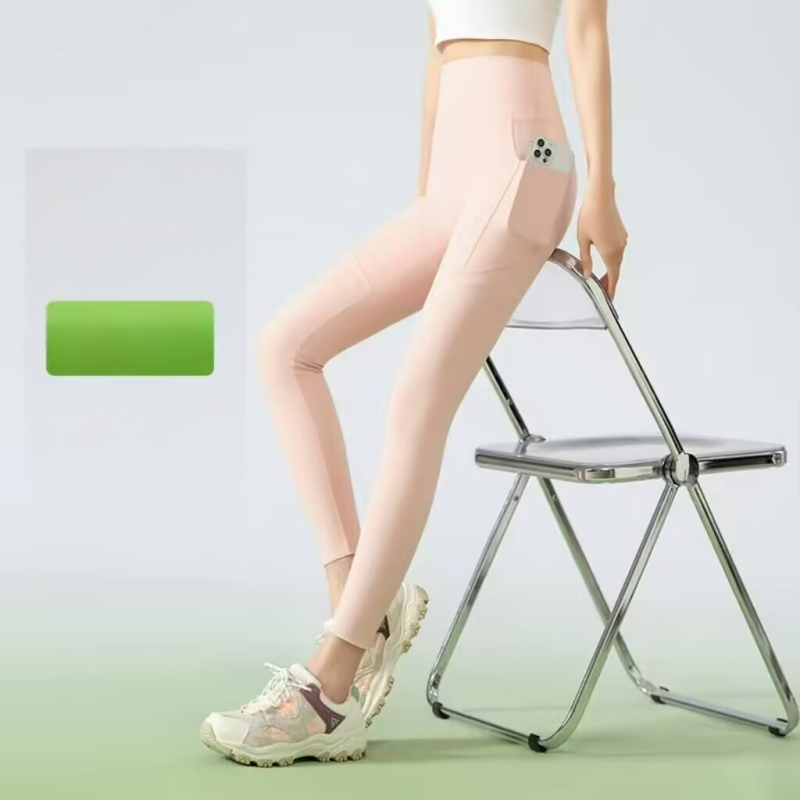 Najlon-spandeks tajice za jogu, visoka elastičnost, uski kroj, duljina 9 točaka, tekstni uzorak, proljeće 2025