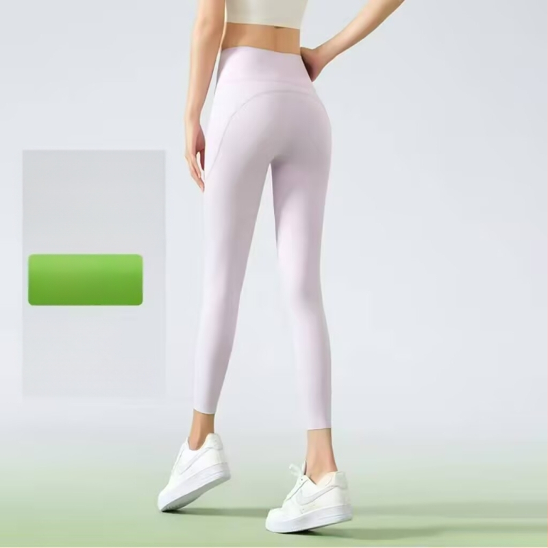 Najlon-spandeks tajice za jogu, visoka elastičnost, uski kroj, duljina 9 točaka, tekstni uzorak, proljeće 2025