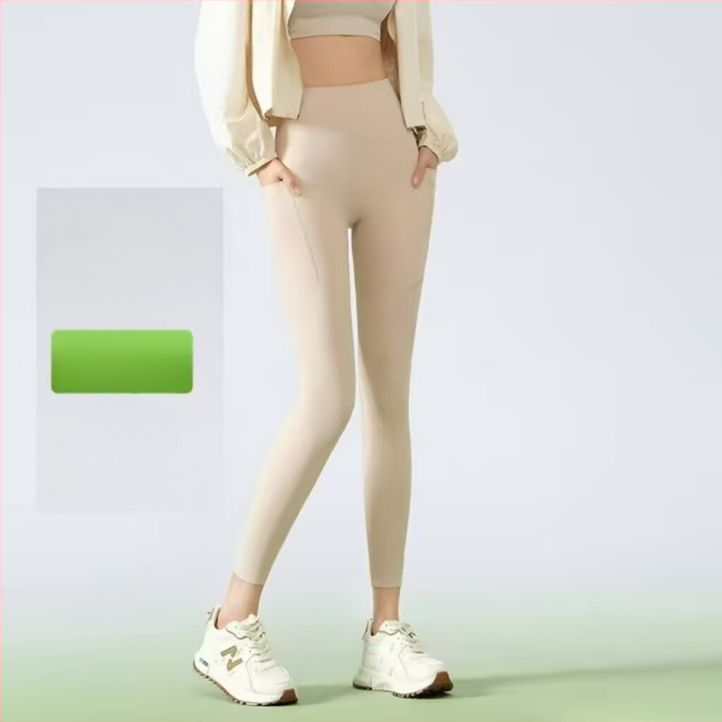 Najlon-spandeks tajice za jogu, visoka elastičnost, uski kroj, duljina 9 točaka, tekstni uzorak, proljeće 2025