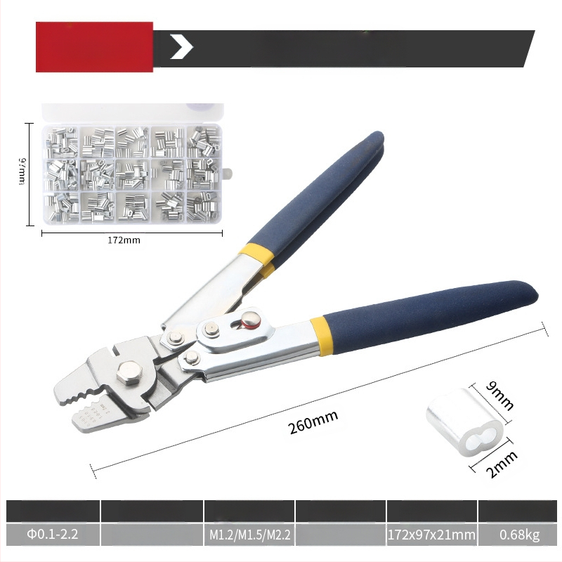 Ovalne aluminijske kliješta za krimpanje čeličnog užeta, dvostruka rupa, 6 g, Ø0,2 mm promjer