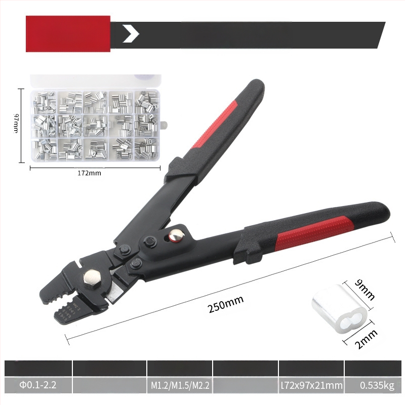 Ovalne aluminijske kliješta za krimpanje čeličnog užeta, dvostruka rupa, 6 g, Ø0,2 mm promjer