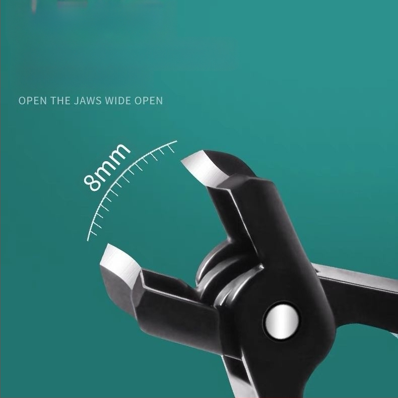 Nagų kirpimo žirklės su dideliu atidarymu; plastikas + nerūdijantis plienas; nešiojamas, plokščio atidarymo dizainas; namų naudojimui