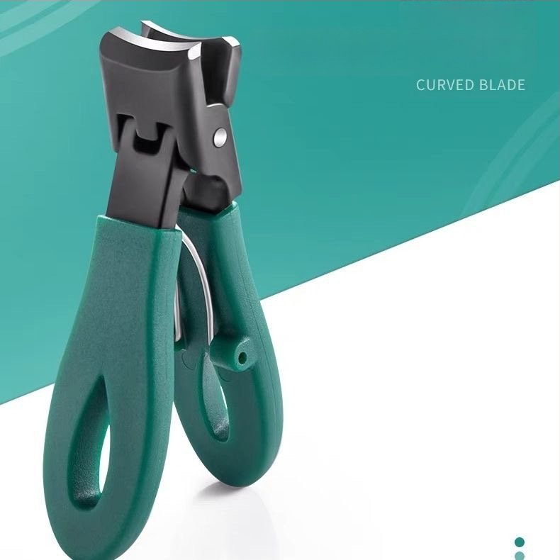 Nagų kirpimo žirklės su dideliu atidarymu; plastikas + nerūdijantis plienas; nešiojamas, plokščio atidarymo dizainas; namų naudojimui