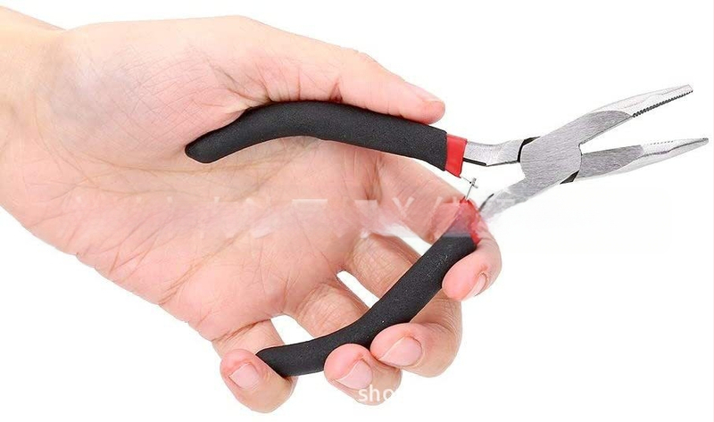 Plaukų prailginimo įrankių rinkinys, 4 dalys – lenktos pincetės, medinis mezgimo kabliukas, silikono prailginimo žiedas, Modelis H66