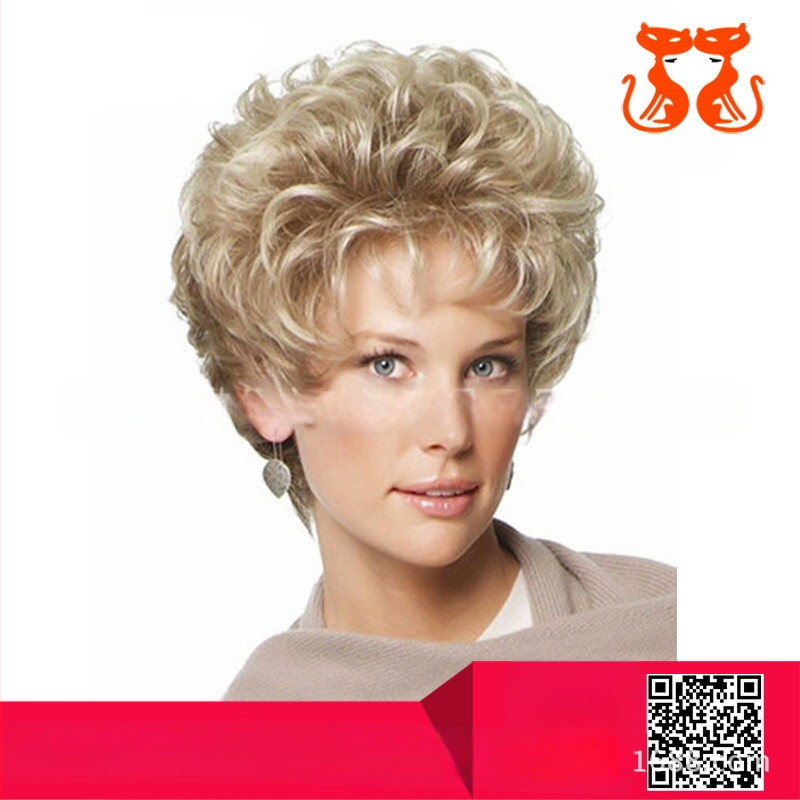 Перука със къси къдри, CPCOS SW0092, стил Ruili, термоустойчиви нишки, диагонални чела