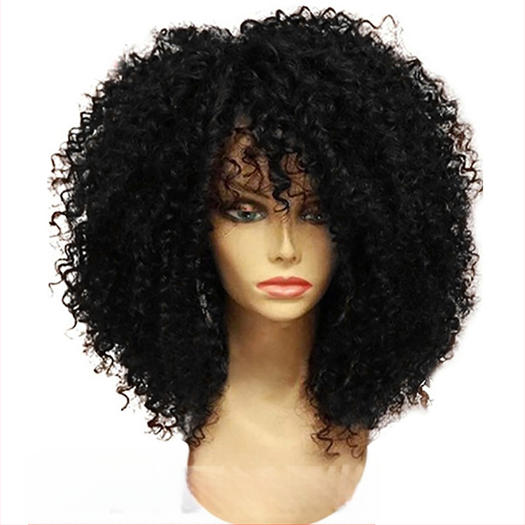 Комплект парик с къси къдрици - екзотичен стил, термоустойчива нишка, реалистичен изглед