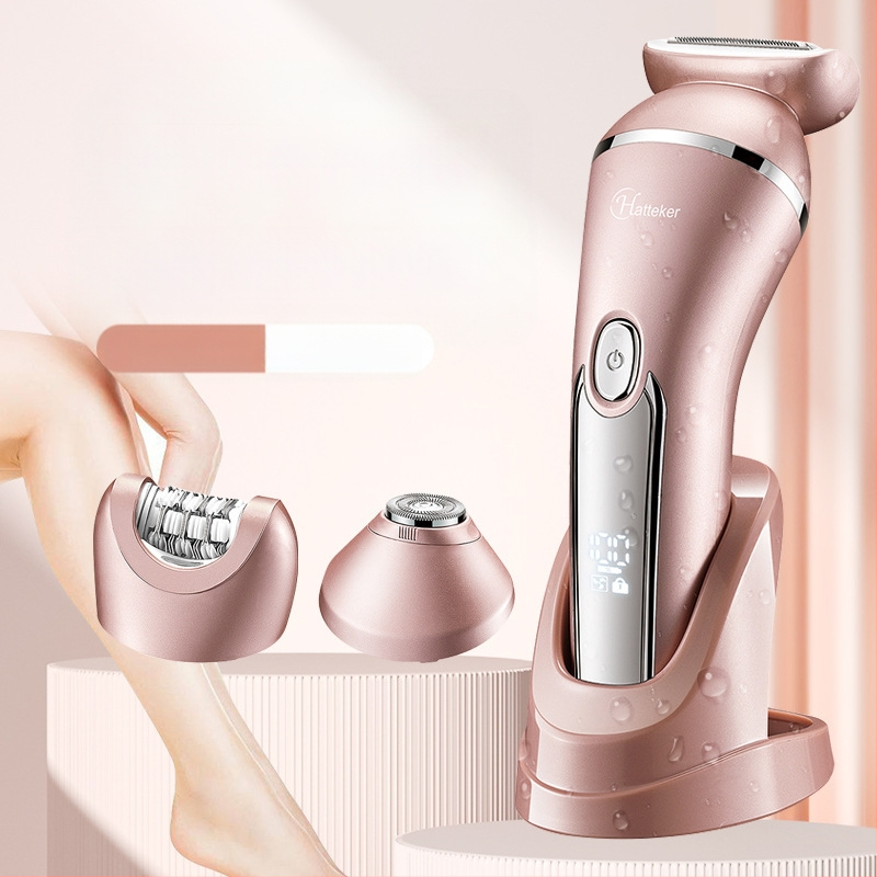 Hatteker ηλεκτρικό αποτριχωτικό 3 σε 1 για γυναίκες – χρήση σε όλο το σώμα, κεφαλή από ανοξείδωτο χάλυβα, περίβλημα ABS, υγρή και ξηρή χρήση