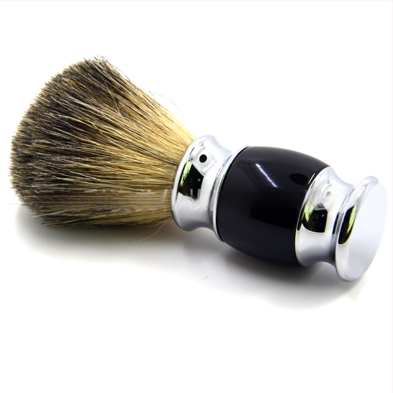 Štetec na holenie s vlasmi zvieraťa, kovová rukoväť, krátka rukoväť, dĺžka chĺpov 5 cm, celková dĺžka 10,8 cm