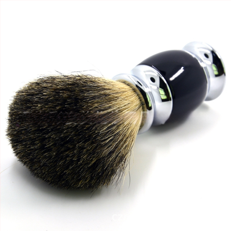 Štetec na holenie s vlasmi zvieraťa, kovová rukoväť, krátka rukoväť, dĺžka chĺpov 5 cm, celková dĺžka 10,8 cm