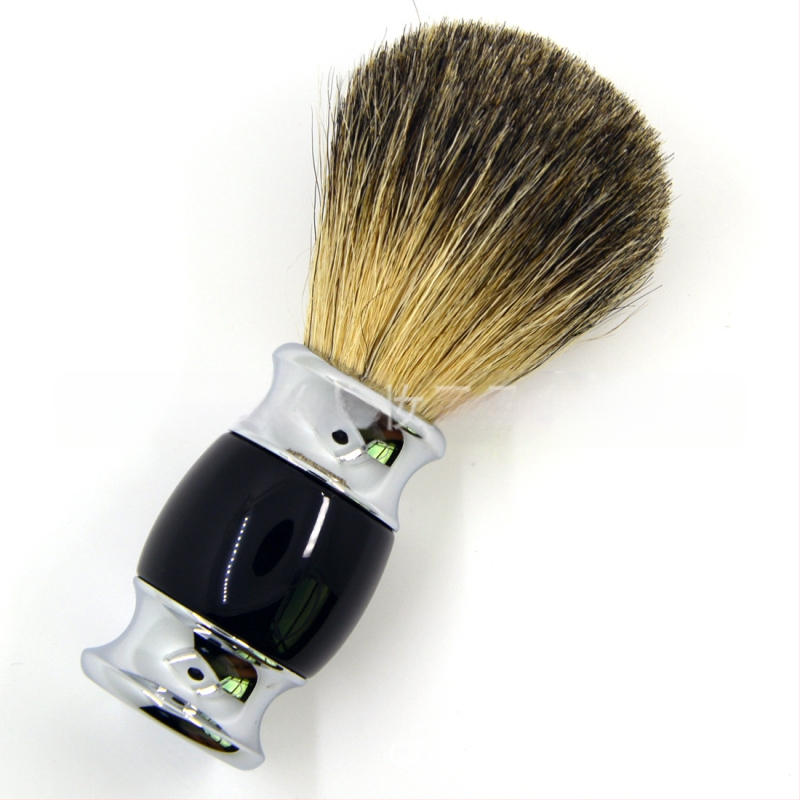 Štetec na holenie s vlasmi zvieraťa, kovová rukoväť, krátka rukoväť, dĺžka chĺpov 5 cm, celková dĺžka 10,8 cm