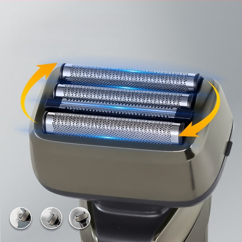 HATTEKER Ηλεκτρικό ξυριστικό για ολόκληρο το σώμα, 4 κεφαλές επαναλαμβανόμενες, πλήρως αδιάβροχο, USB επαναφορτιζόμενο, χωρίς ψήκτρες κινητήρα, LED οθόνη