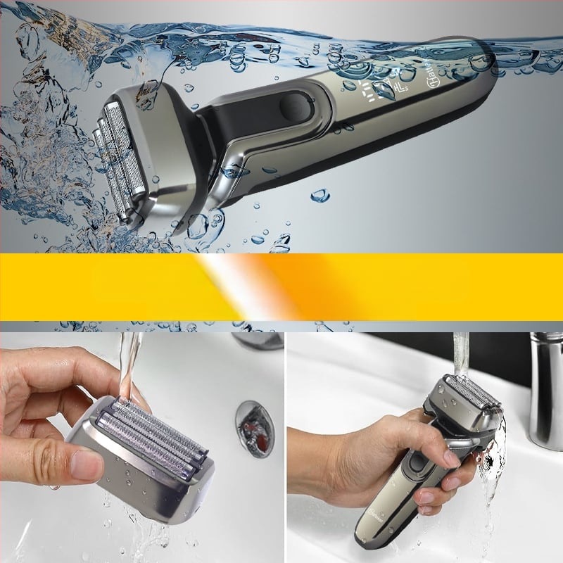 HATTEKER Ηλεκτρικό ξυριστικό για ολόκληρο το σώμα, 4 κεφαλές επαναλαμβανόμενες, πλήρως αδιάβροχο, USB επαναφορτιζόμενο, χωρίς ψήκτρες κινητήρα, LED οθόνη
