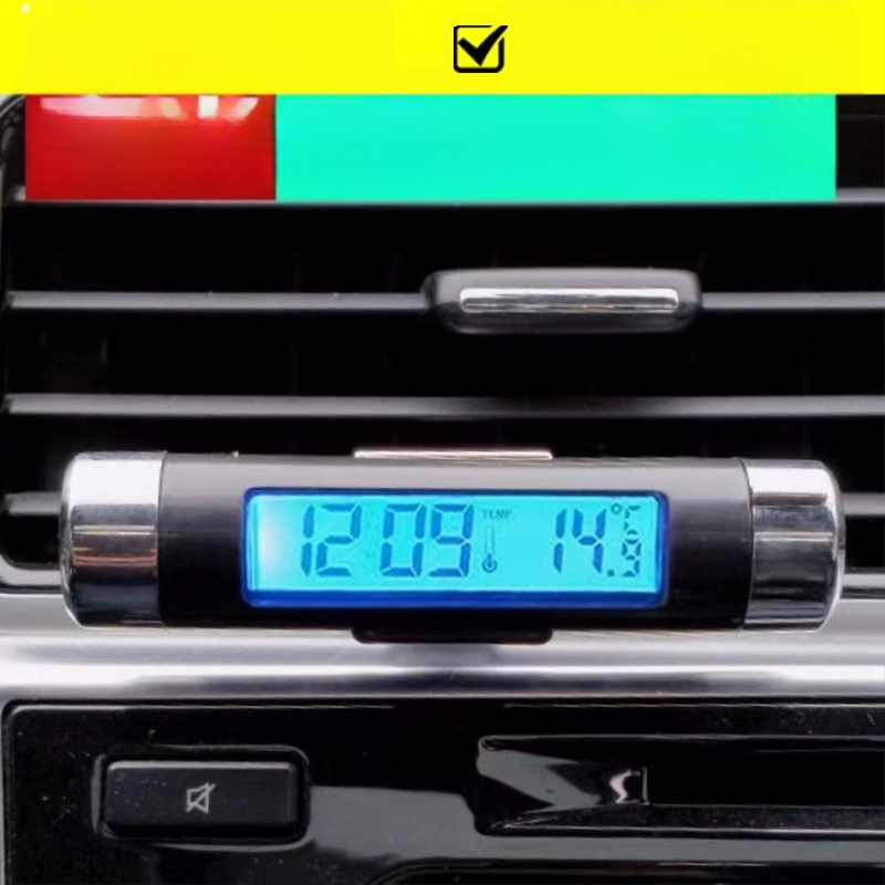 Elektroninis automobilio temperatūros ir drėgmės matuoklis su šviesiu LCD ekranu ir reguliuojamu kampu