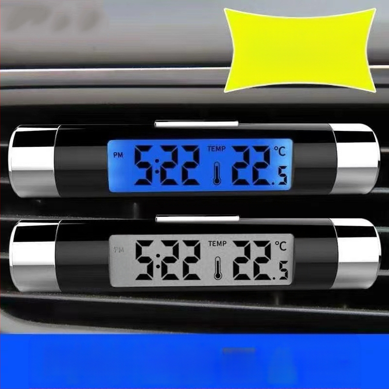 Elektroninis automobilio temperatūros ir drėgmės matuoklis su šviesiu LCD ekranu ir reguliuojamu kampu