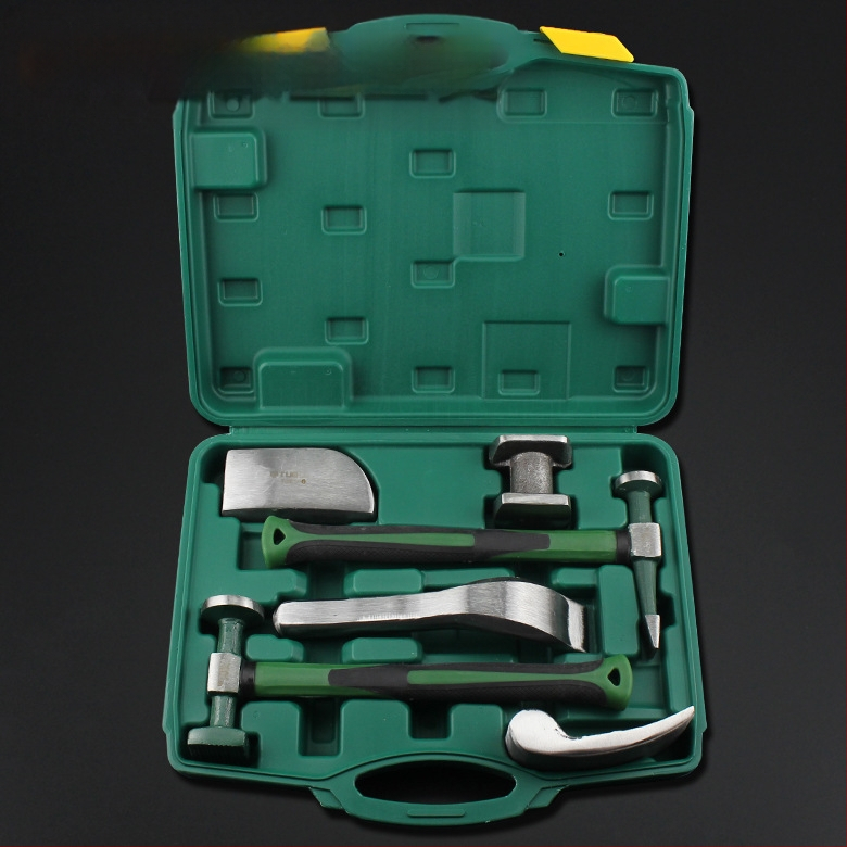 TOTCHI lakštinių plokščių plaktukas, 9 dalių rinkinys auto plektrų remontui, galvos medžiaga aukštos anglies plienas, rankena iš plastiko, ilgis 280 mm