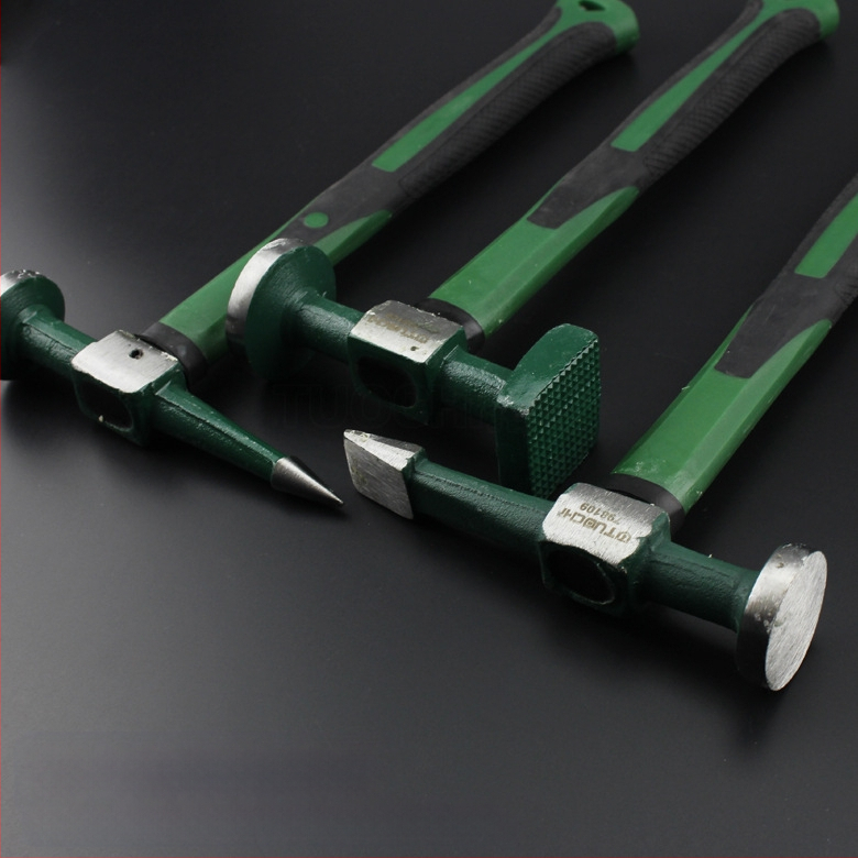 TOTCHI lakštinių plokščių plaktukas, 9 dalių rinkinys auto plektrų remontui, galvos medžiaga aukštos anglies plienas, rankena iš plastiko, ilgis 280 mm