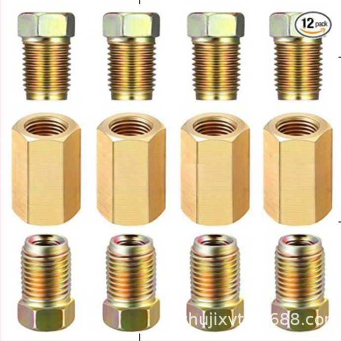 Комплект винтове за спирачна тръба и медно покрити гайки за спирачни линии, съвместим с британски, американски и метрични стандарти, възможна персонализирана обработка