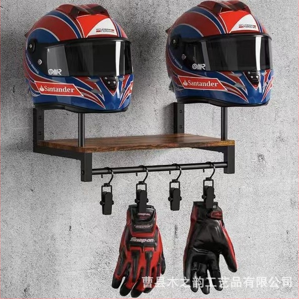 Дървен стенен държач за каски – витрина за каски за магазин, многоетажен дизайн