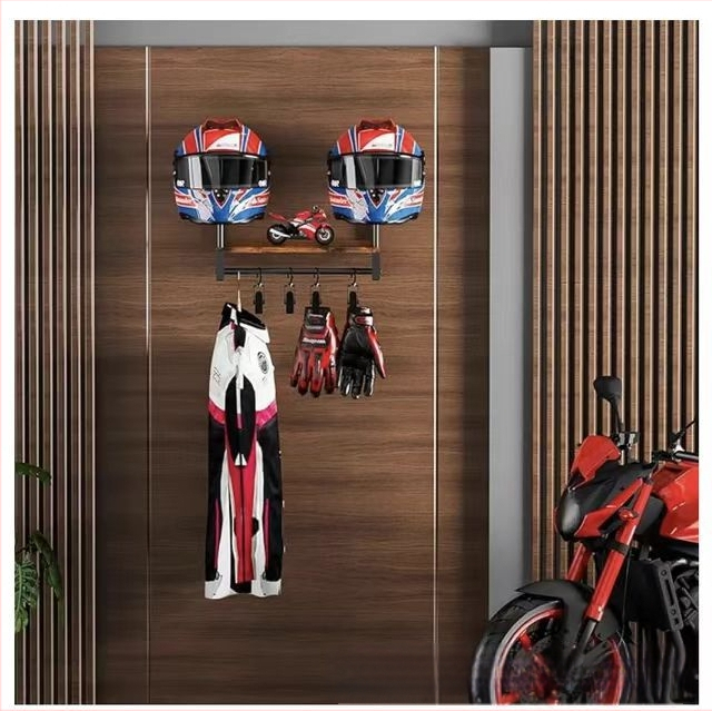 Дървен стенен държач за каски – витрина за каски за магазин, многоетажен дизайн