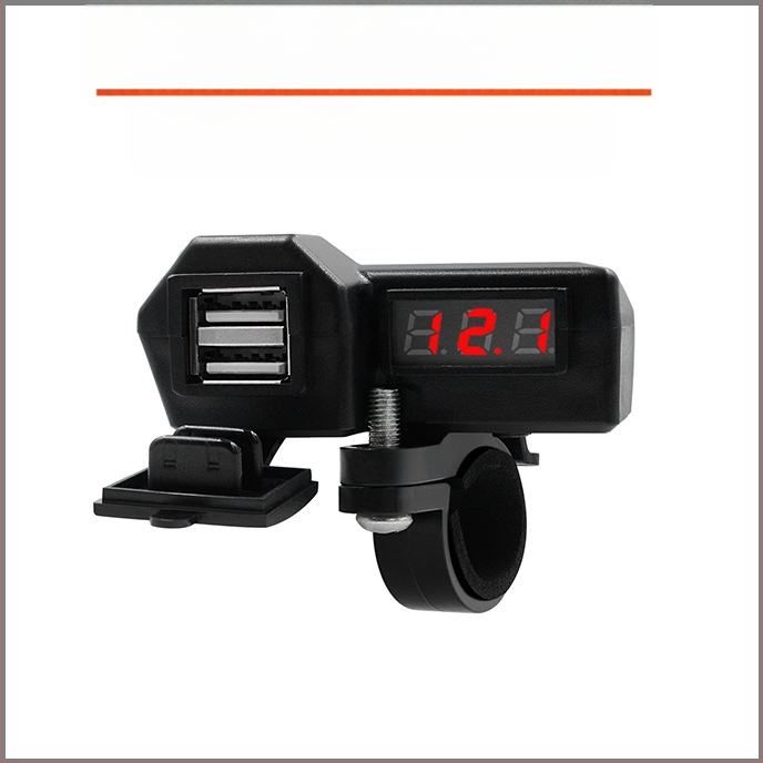 ONEGOL GG-1072 Мотоциклетно зарядно за телефон, 3.4A двойен USB, 10-24V запалка, дисплей на напрежение, универсална съвместимост, силикон + ABS