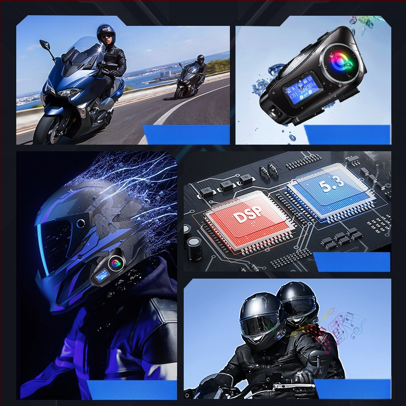 Q58MAX κράνος Bluetooth ενδοεπικοινωνίας με FM ραδιόφωνο και TF κάρτα, εμβέλεια 20 μ, Bluetooth 5.3, στερεοφωνικός ήχος, διπλό ακουστικό, διάρκεια μπαταρίας 22 ώρες